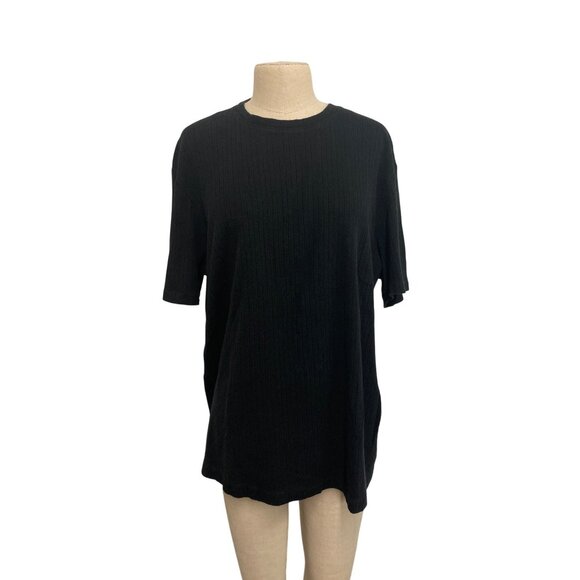 Perry Ellis Black Ribbed Crew Neck Men T-Shirt XL - Picture 2 of 6